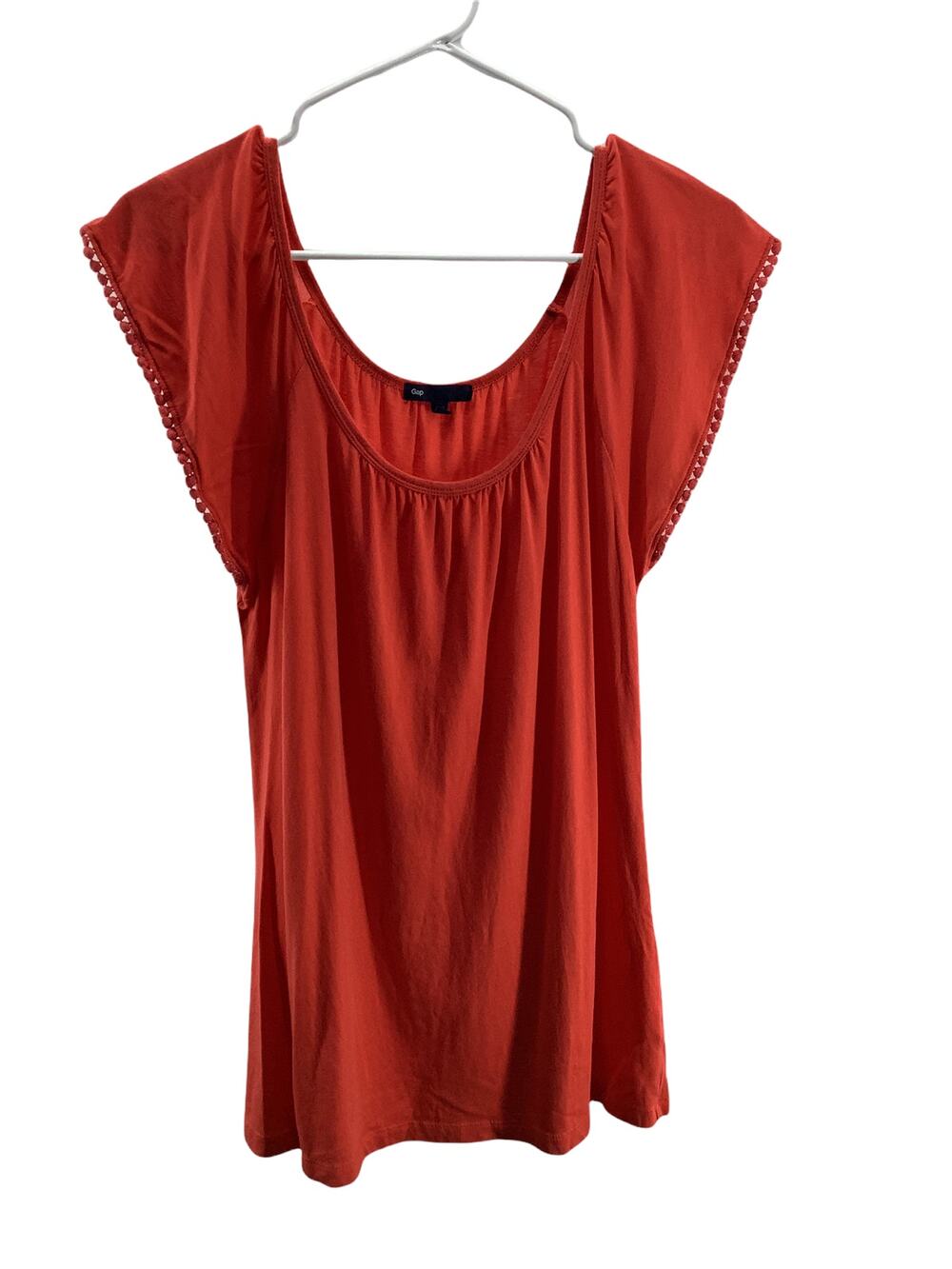 Gap Coral Off-The-Shoulder Embroidered Trim Blouse Women's Size Small